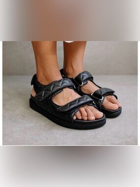 ALOHAS Hook-Loop Black Sandals